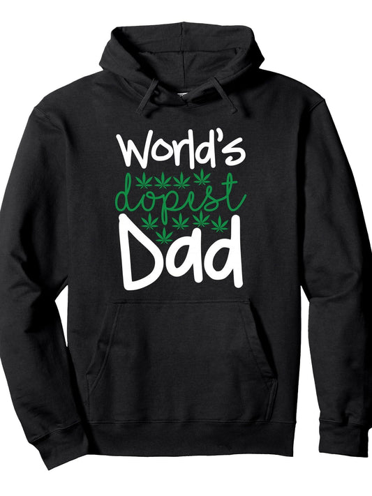 World's Dopest Dad Funny 420 Cannabis Weed Lover Pot Smoker Pullover Hoodie Weed Black 250gsm Cotton Long Sleeve Men Casual Hoodie