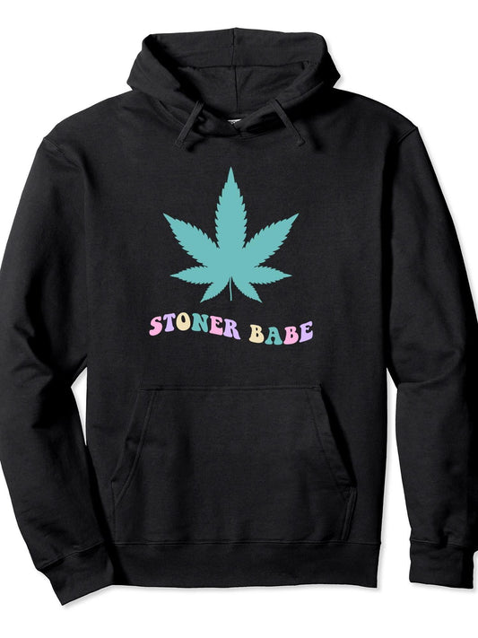 420 Weed Pot Leaf Women's Groovy Retro Pink Teal Purple Pullover Hoodie Weed Black 250gsm Cotton Long Sleeve Men Casual Hoodie